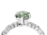 White gold Fancy Green Marquise Cut Diamond Side Stone Solitaire Ring with Round  and Four-Prong Setting_176