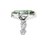 White gold Fancy Green Marquise Cut Diamond Side Stone Solitaire Ring with Round  and Four-Prong Setting_177