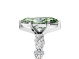 White gold Fancy Green Marquise Cut Diamond Side Stone Solitaire Ring with Round  and Four-Prong Setting_17
