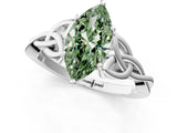 White gold Fancy Green Marquise Cut Diamond Solitaire Celtic Knot Ring with Four-Prong Setting_73