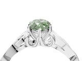 White gold Fancy Green Marquise Cut Diamond Solitaire Celtic Knot Ring with Four-Prong Setting_76