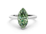 White gold Fancy Green Marquise Cut Diamond Solitaire Engagement Ring with Cathedral Setting and Four-Prong Mount_185