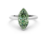 White gold Fancy Green Marquise Cut Diamond Solitaire Engagement Ring with Cathedral Setting and Four-Prong Mount_68