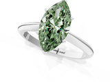 White gold Fancy Green Marquise Cut Diamond Solitaire Engagement Ring with Classic Band and Four-Prong Setting_142