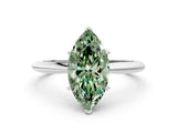 White gold Fancy Green Marquise Cut Diamond Solitaire Engagement Ring with Classic Band and Four-Prong Setting_48