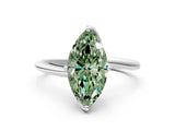 White gold Fancy Green Marquise Cut Diamond Solitaire Engagement Ring with Four-Prong Setting and Classic Band_32