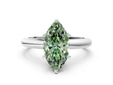 White gold Fancy Green Marquise Cut Diamond Solitaire Engagement Ring with Round Band and Four-Prong Setting_257