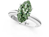 White gold Fancy Green Marquise Cut Diamond Solitaire Engagement Ring with Round Band and Four-Prong Setting_258