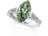 White gold Fancy Green Marquise Cut Diamond Solitaire Engagement Ring with Twisted Pavé Band and Four-Prong Setting_81
