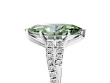 White gold Fancy Green Marquise Cut Diamond Solitaire Engagement Ring with Twisted Pavé Band and Four-Prong Setting_85