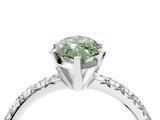 White gold Fancy Green Marquise Cut Diamond Solitaire Pavé Engagement Ring with Round Band and Prong Setting_42