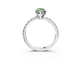 White gold Fancy Green Marquise Cut Diamond Solitaire Pavé Engagement Ring with Round Band and Prong Setting_47