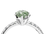 White gold Fancy Green Marquise Cut Diamond Solitaire Pavé Engagement Ring with Round Band and Prong Setting_48
