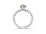 White gold Fancy Green Marquise Cut Diamond Solitaire Ring with Beaded Band and Prong Setting_419