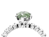 White gold Fancy Green Marquise Cut Diamond Solitaire Ring with Beaded Band and Prong Setting_420