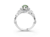 White gold Fancy Green Marquise Cut Diamond Solitaire Ring with Filigree Band and Four-Prong Setting_111
