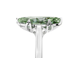 White gold Fancy Green Marquise Cut Diamond Solitaire Ring with Flower Prong Setting and Classic Band_190