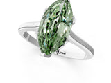 White gold Fancy Green Marquise Cut Diamond Solitaire Ring with Flower Prong Setting and Classic Band_1