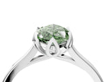 White gold Fancy Green Marquise Cut Diamond Solitaire Ring with Flower Prong Setting and Classic Band_201