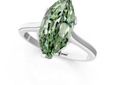 White gold Fancy Green Marquise Cut Diamond Solitaire Ring with Flower Prong Setting and Classic Band_26