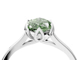 White gold Fancy Green Marquise Cut Diamond Solitaire Ring with Flower Prong Setting and Classic Band_4