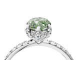 White gold Fancy Green Marquise Cut Diamond Solitaire Ring with Four-Prong Setting and Pavé Band_7