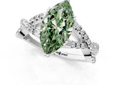 White gold Fancy Green Marquise Cut Diamond Solitaire Ring with Four-Prong Setting and Twisted Pavé Band_51