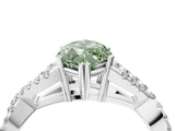 White gold Fancy Green Marquise Cut Diamond Solitaire Ring with Four-Prong Setting and Twisted Pavé Band_55