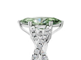 White gold Fancy Green Marquise Cut Diamond Solitaire Ring with Four-Prong Setting and Twisted Pavé Band_55