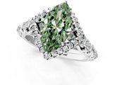 White gold Fancy Green Marquise Cut Diamond Solitaire Ring with Hidden Halo and Pavé Band_40