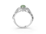 White gold Fancy Green Marquise Cut Diamond Solitaire Ring with Hidden Halo and Pavé Band_42