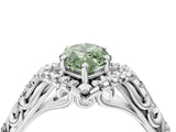 White gold Fancy Green Marquise Cut Diamond Solitaire Ring with Hidden Halo and Pavé Band_43