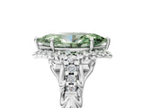 White gold Fancy Green Marquise Cut Diamond Solitaire Ring with Hidden Halo and Pavé Band_44
