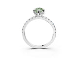 White gold Fancy Green Marquise Cut Diamond Solitaire Ring with Pavé Band and Four-Prong Setting_110