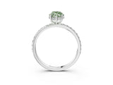 White gold Fancy Green Marquise Cut Diamond Solitaire Ring with Pavé Band and Hidden Halo_35