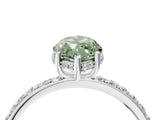 White gold Fancy Green Marquise Cut Diamond Solitaire Ring with Pavé Band and Hidden Halo_36