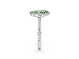 White gold Fancy Green Marquise Cut Diamond Solitaire Ring with Pavé Band and Hidden Halo_39