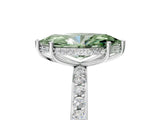 White gold Fancy Green Marquise Cut Diamond Solitaire Ring with Pavé Band and Hidden Halo_42