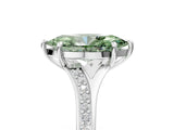 White gold Fancy Green Marquise Cut Diamond Solitaire Ring with Pavé Band and Prong Setting_17