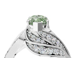 White gold Fancy Green Marquise Cut Diamond Solitaire Ring with Prong Setting and Twisted Pavé Band_16