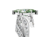 White gold Fancy Green Marquise Cut Diamond Solitaire Ring with Prong Setting and Twisted Pavé Band_17