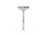 White gold Fancy Green Marquise Cut Diamond Solitaire Ring with Round  Pavé Band and Prong Setting_183
