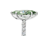 White gold Fancy Green Marquise Cut Diamond Solitaire Ring with Round  Pavé Band and Prong Setting_186