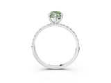 White gold Fancy Green Marquise Cut Diamond Solitaire Ring with Round  Pavé Band and Prong Setting_196