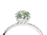 White gold Fancy Green Marquise Cut Diamond Solitaire Ring with Round  Pavé Band and Prong Setting_197