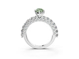 White gold Fancy Green Marquise Cut Diamond Solitaire Ring with Shared Prong Pavé Band and Four-Prong Setting_74