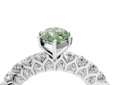 White gold Fancy Green Marquise Cut Diamond Solitaire Ring with Shared Prong Pavé Band and Four-Prong Setting_75