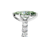 White gold Fancy Green Marquise Cut Diamond Solitaire Ring with Shared Prong Pavé Band and Four-Prong Setting_76