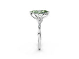 White gold Fancy Green Marquise Cut Diamond Solitaire Ring with Side Stones and Four-Prong Setting_194