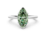 White gold Fancy Green Marquise Cut Diamond Solitaire Ring with Six-Prong Setting and Classic Band_319